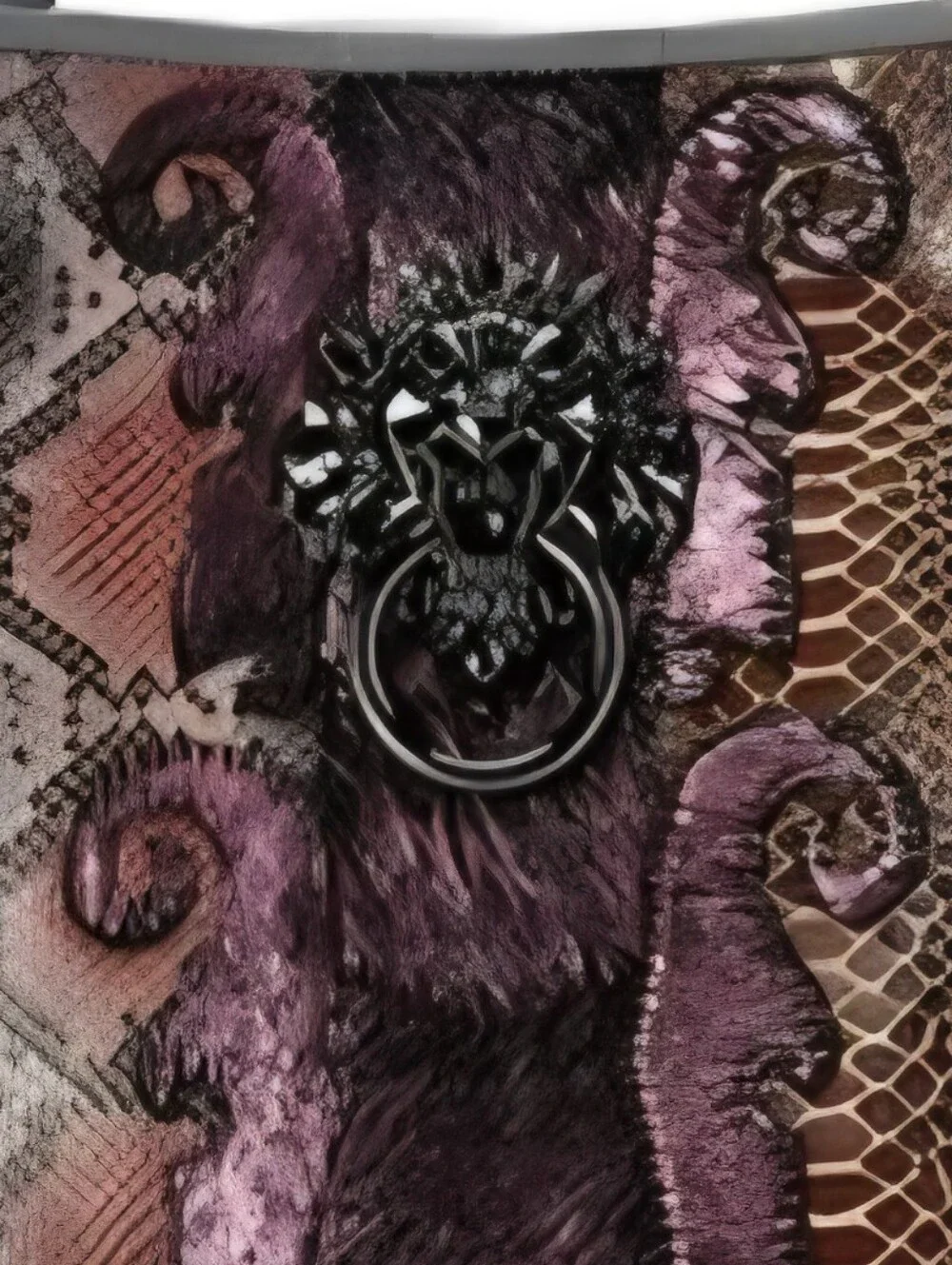 Sharif Bag Lions Head Leather Snakeskin & Calfhair Large Purse + Magic Wallet